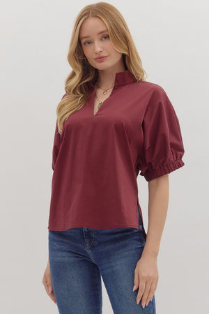 Solid Poplin Blouse