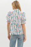 Button Front Floral Blouse
