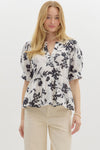 Botanical Neutral Black/White Blouse