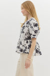 Botanical Neutral Black/White Blouse