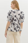 Botanical Neutral Black/White Blouse