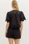 Scallop Hem Trim Detail Blouse