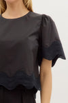 Scallop Hem Trim Detail Blouse