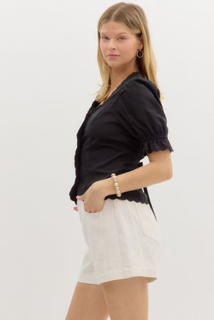 Scallop Trim Detail Blouse FINAL SALE