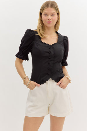Scallop Trim Detail Blouse FINAL SALE