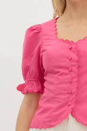 Scallop Trim Detail Blouse FINAL SALE