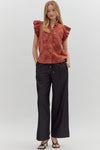 Button Front Blouse w/ applique detail