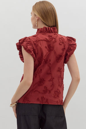 Button Front Blouse w/ applique detail