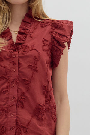 Button Front Blouse w/ applique detail