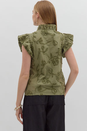 Button Front Blouse w/ applique detail