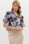 Floral Blouse Scallop Trim Detail Black Combo