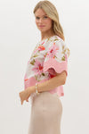 Floral Blouse Scallop Trim Detail