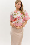 Floral Blouse Scallop Trim Detail