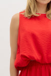 Two Piece Bubble Top/Midi Skirt SET  RED