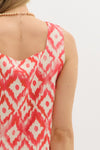 Red Ikat Pattern Midi Skirt SET