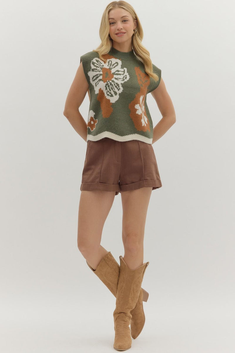 Entro Floral Cap Sleeve Sweater