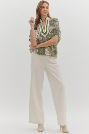 Vneck Trim Detail Blouse
