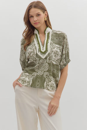 Vneck Trim Detail Blouse