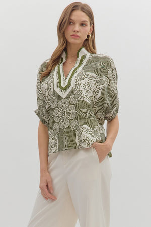Vneck Trim Detail Blouse