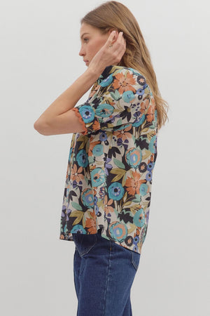 Cinnamon Floral Blouse