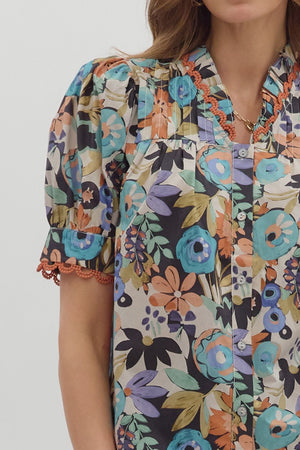 Cinnamon Floral Blouse