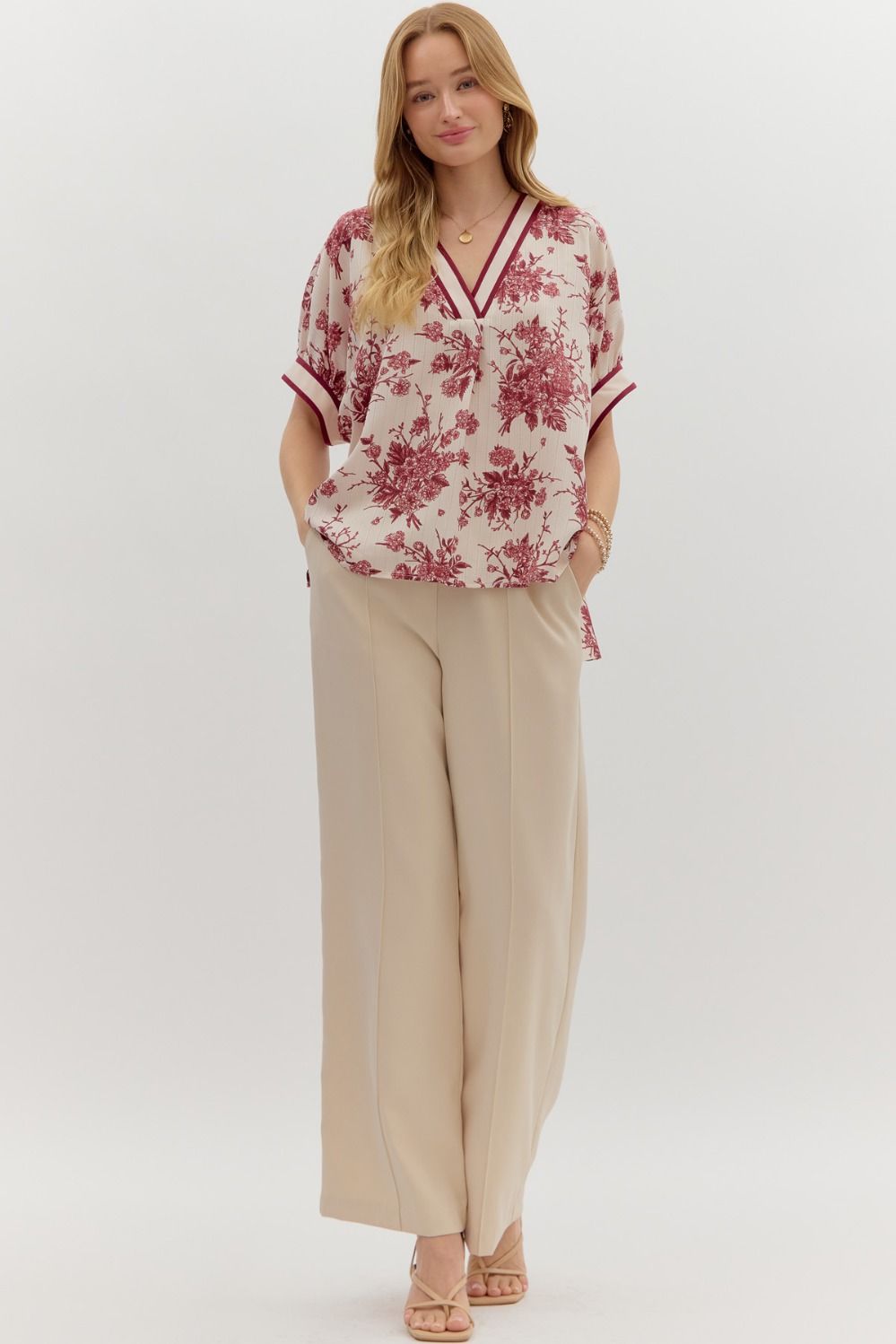 Floral Dolman w/ band detail