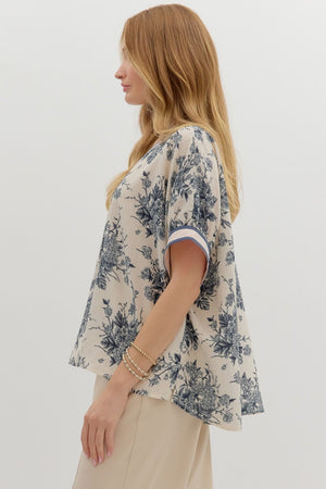 Floral Dolman w/ band detail
