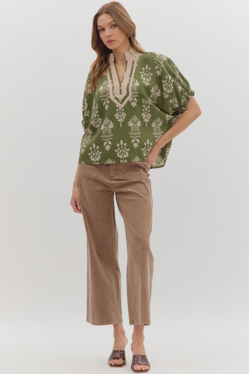 Botanical Print Gabby w/ Stripe Accent