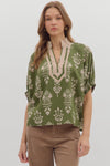 Botanical Print Gabby w/ Stripe Accent