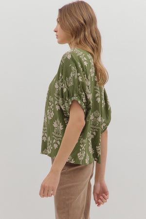 Botanical Print Gabby w/ Stripe Accent