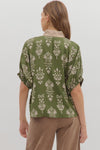 Botanical Print Gabby w/ Stripe Accent
