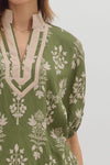 Botanical Print Gabby w/ Stripe Accent