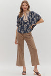 Botanical Print Gabby w/ Stripe Accent