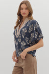 Botanical Print Gabby w/ Stripe Accent