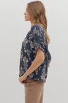 Botanical Print Gabby w/ Stripe Accent