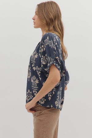 Botanical Print Gabby w/ Stripe Accent