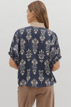 Botanical Print Gabby w/ Stripe Accent