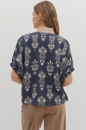 Botanical Print Gabby w/ Stripe Accent