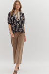 Botanical Print Gabby w/ Stripe Accent