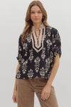 Botanical Print Gabby w/ Stripe Accent