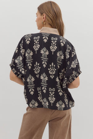 Botanical Print Gabby w/ Stripe Accent