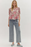 Rose Pleated Front Blouse