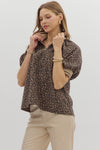 Leopard Mixed Media Half Zip Top