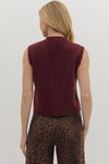 Maroon Button Front Sweater Vest Top