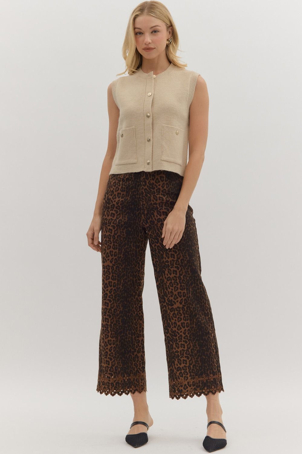Button Front Knit Vest Top