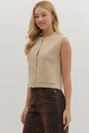 Button Front Knit Vest Top