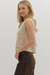 Button Front Knit Vest Top