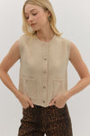 Button Front Knit Vest Top