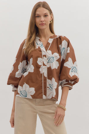 Lydia Floral Puff Sleeve Blouse