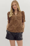 Gina Applique front button blouse